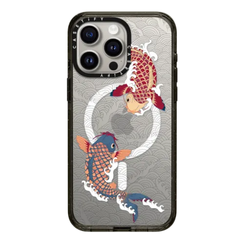 iPhone 15 Pro Max - koi fish Japanese tattoo style transparent pattern