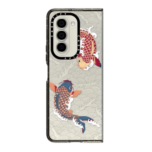 Galaxy Z Fold5 - koi fish Japanese tattoo style transparent pattern