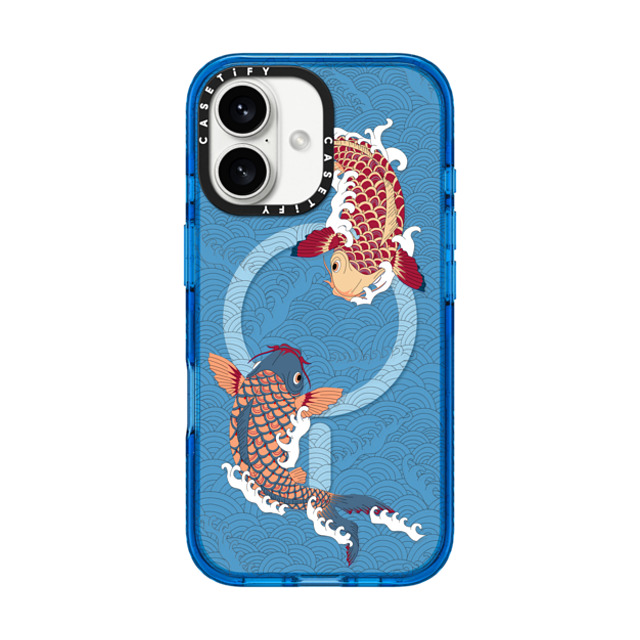 Marta Olga Klara x CASETiFY iPhone 16 Case スカイブルー Impact Case MagSafe Compatible koi fish Japanese tattoo style transparent pattern Marta Olga Klara x CASETiFY iPhone 16 Case スカイブルー Impact Case MagSafe Compatible koi fish Japanese tattoo style transparent pattern