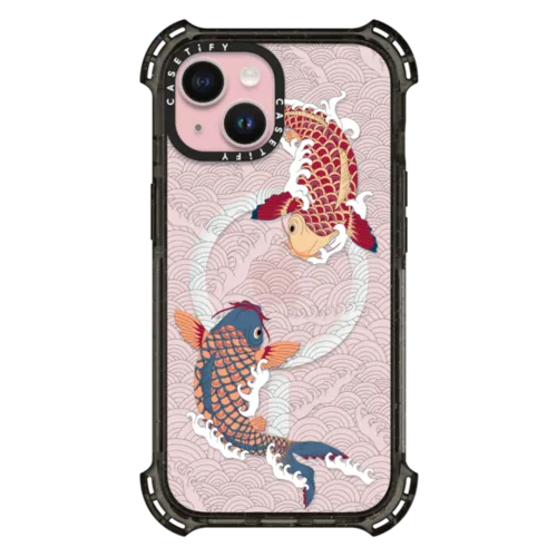 iPhone 15 - koi fish Japanese tattoo style transparent pattern
