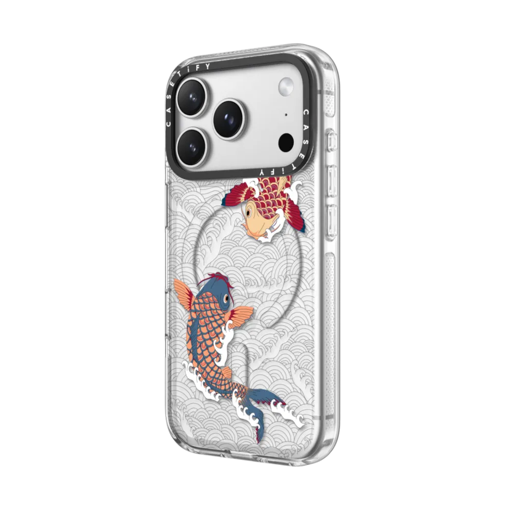 Impact Clear iPhone 17 Pro Max Case MagSafe Compatible - koi fish Japanese tattoo style transparent pattern