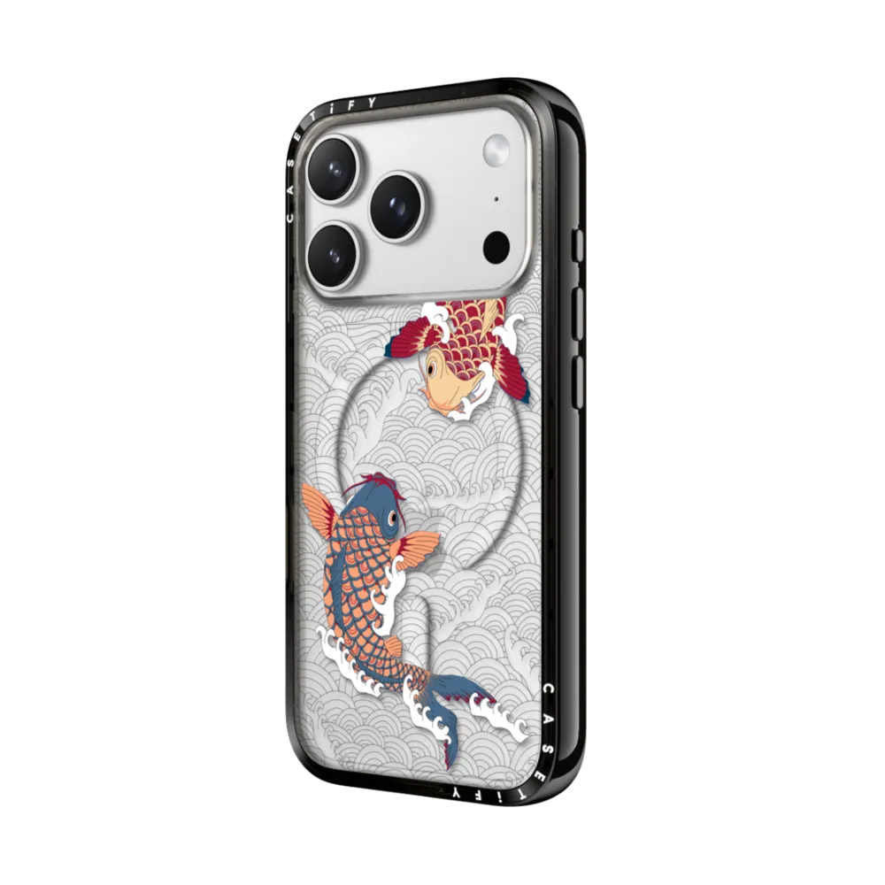 Compact iPhone 17 Pro Max Case MagSafe Compatible - koi fish Japanese tattoo style transparent pattern
