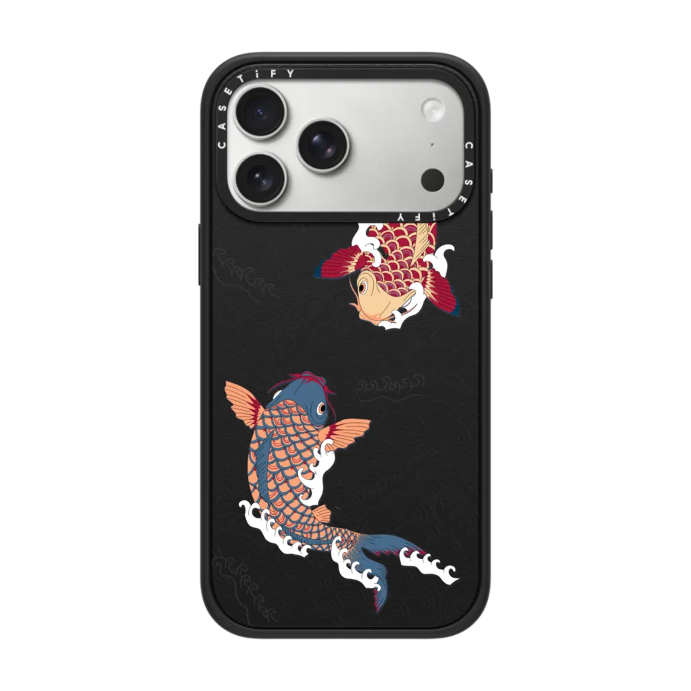 Compact iPhone 17 Pro Max Case MagSafe Compatible - koi fish Japanese tattoo style transparent pattern