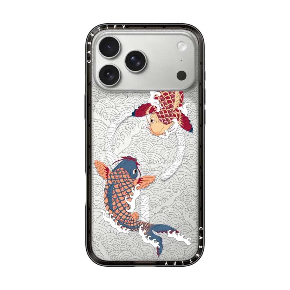 Compact iPhone 17 Pro Max Case MagSafe Compatible - koi fish Japanese tattoo style transparent pattern