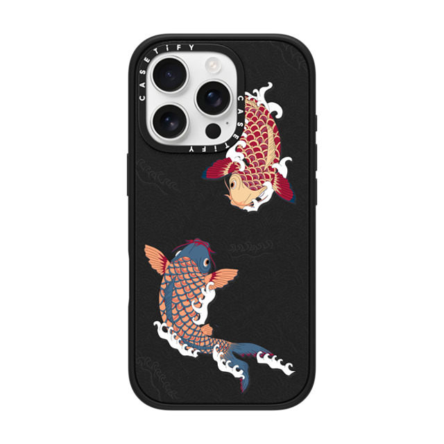 Marta Olga Klara x CASETiFY iPhone 16 Pro ケース マットブラック インパクトケース MagSafe対応 koi fish Japanese tattoo style transparent pattern