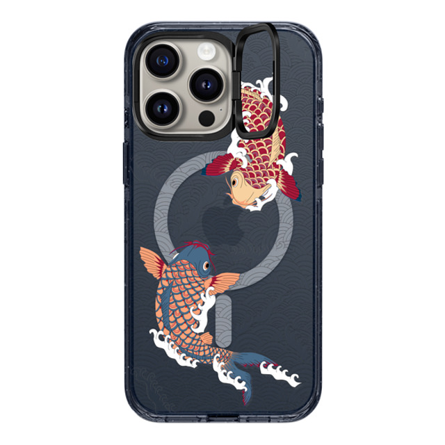 Marta Olga Klara x CASETiFY iPhone 15 Pro Max ケース Classic Blue インパクトリングスタンドケース MagSafe対応 koi fish Japanese tattoo style transparent pattern