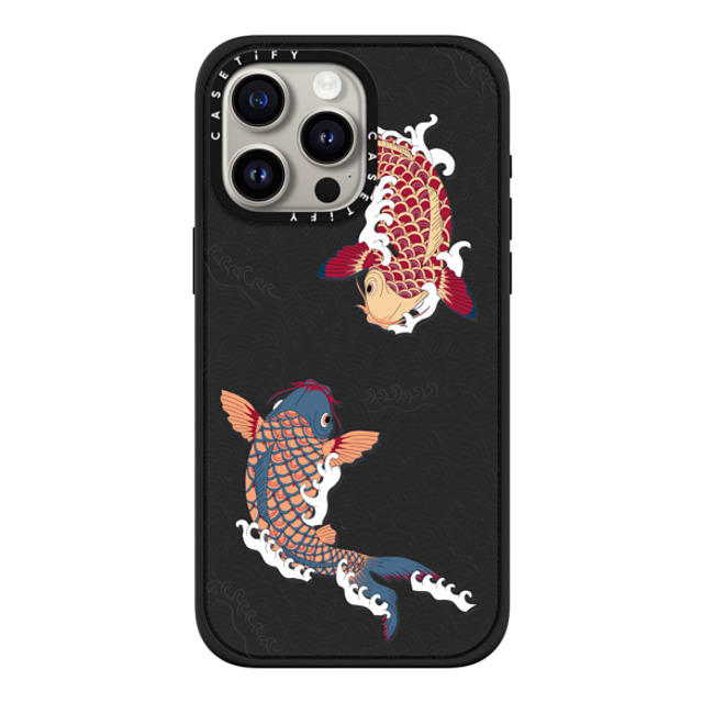 Marta Olga Klara x CASETiFY iPhone 15 Pro Max ケース マットブラック インパクトケース MagSafe対応 koi fish Japanese tattoo style transparent pattern