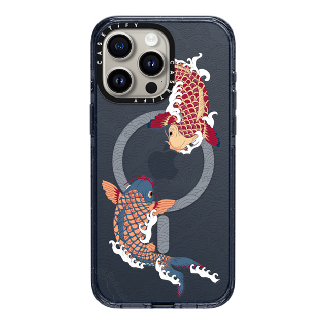 Marta Olga Klara x CASETiFY iPhone 15 Pro Max ケース Classic Blue インパクトケース MagSafe対応 koi fish Japanese tattoo style transparent pattern