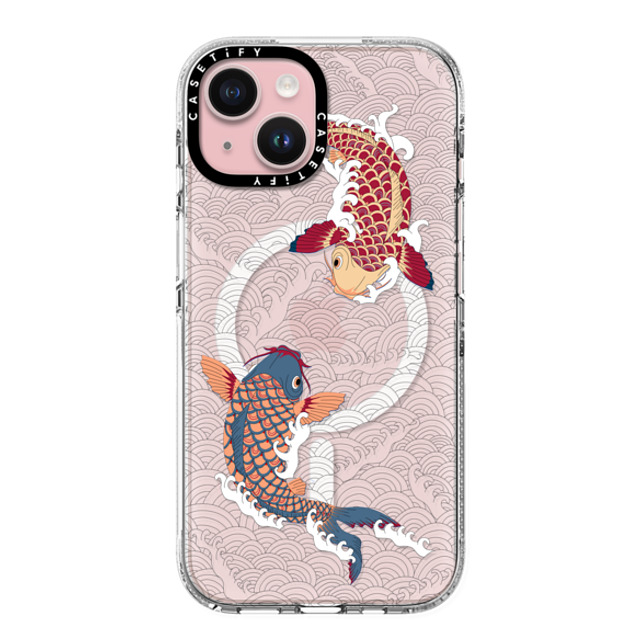 Marta Olga Klara x CASETiFY iPhone 15 ケース クリア クリア ケース MagSafe対応 koi fish Japanese tattoo style transparent pattern