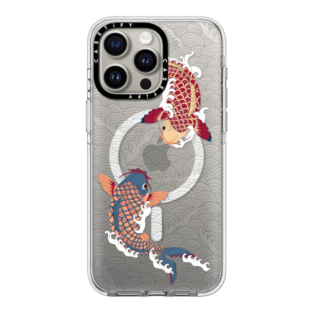 Marta Olga Klara x CASETiFY iPhone 15 Pro Max ケース クリア クリア ケース MagSafe対応 koi fish Japanese tattoo style transparent pattern