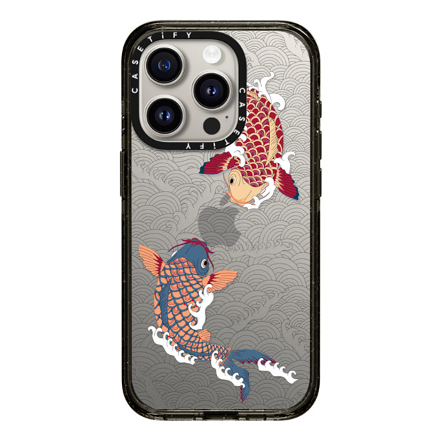 Marta Olga Klara x CASETiFY iPhone 15 Pro ケース ブラック インパクトケース koi fish Japanese tattoo style transparent pattern