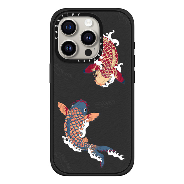 Marta Olga Klara x CASETiFY iPhone 15 Pro ケース マットブラック インパクトケース MagSafe対応 koi fish Japanese tattoo style transparent pattern