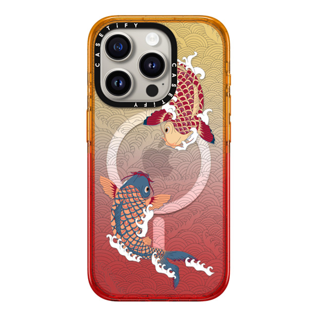 Marta Olga Klara x CASETiFY iPhone 15 Pro ケース Peach Haze インパクトケース MagSafe対応 koi fish Japanese tattoo style transparent pattern