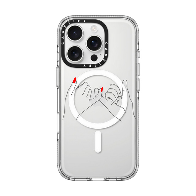 Marta Olga Klara x CASETiFY iPhone 16 Pro Case クリア クリア ケース MagSafe対応 pinky promise HIS / minimal tattoo style line art Back to School Marta Olga Klara x CASETiFY iPhone 16 Pro Case クリア クリア ケース MagSafe対応 pinky promise HIS / minimal tattoo style line art Back to School