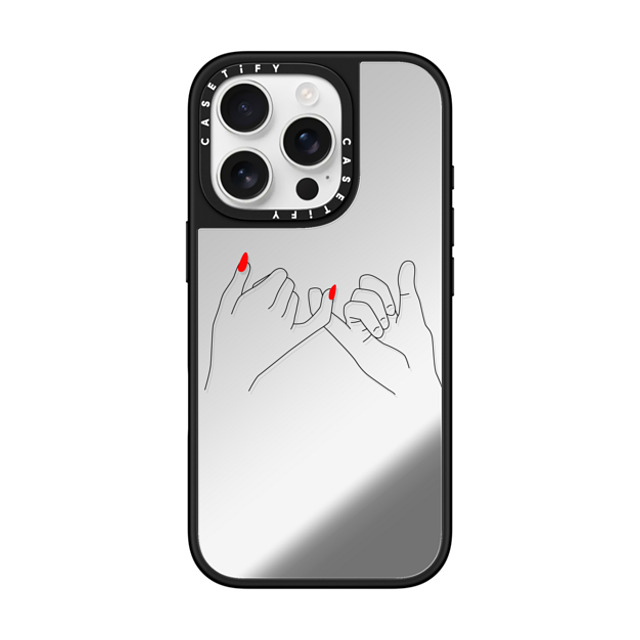 Marta Olga Klara x CASETiFY iPhone 16 Pro ケース Silver on Black ミラーケース MagSafe対応 pinky promise HIS / minimal tattoo style line art Father's Day Marta Olga Klara x CASETiFY iPhone 16 Pro ケース Silver on Black ミラーケース MagSafe対応 pinky promise HIS / minimal tattoo style line art Father's Day