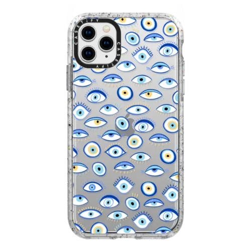 iPhone 11 Pro Max - blue all seeing eye summer holiday pattern on clear