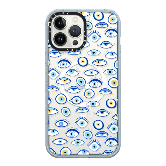 Marta Olga Klara x CASETiFY iPhone 13 Pro Max ケース Matte Vapor Blue インパクトケース MagSafe対応 blue all seeing eye summer holiday pattern on clear