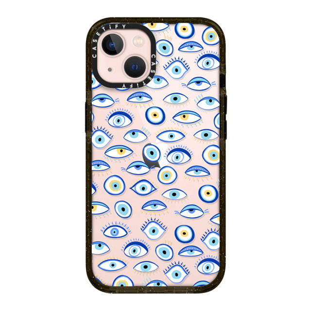 Marta Olga Klara x CASETiFY iPhone 13 ケース ブラック インパクトケース blue all seeing eye summer holiday pattern on clear