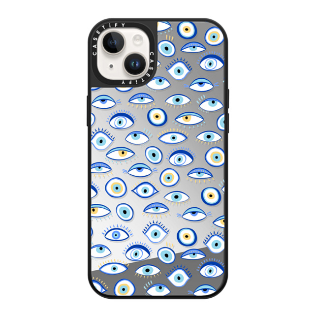 Marta Olga Klara x CASETiFY iPhone 14 Plus Case Silver on Black ミラーケース MagSafe対応 blue all seeing eye summer holiday pattern on clear Marta Olga Klara x CASETiFY iPhone 14 Plus Case Silver on Black ミラーケース MagSafe対応 blue all seeing eye summer holiday pattern on clear
