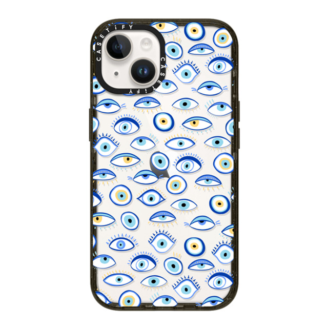 Marta Olga Klara x CASETiFY iPhone 14 ケース ブラック インパクトケース blue all seeing eye summer holiday pattern on clear