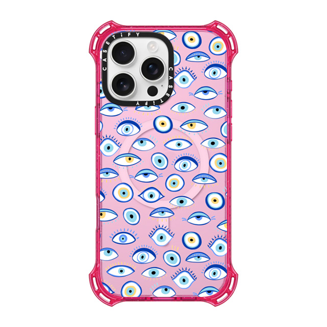 Marta Olga Klara x CASETiFY iPhone 16 Pro Max ケース プリムローズ ピンク バウンスケース blue all seeing eye summer holiday pattern on clear