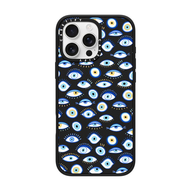 Marta Olga Klara x CASETiFY iPhone 16 Pro Max ケース マットブラック インパクトケース MagSafe対応 blue all seeing eye summer holiday pattern on clear