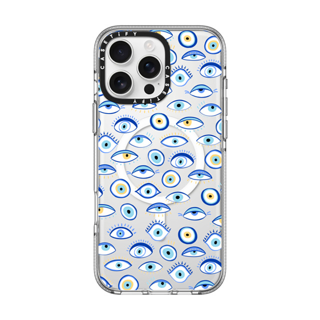 Marta Olga Klara x CASETiFY iPhone 16 Pro Max ケース クリア クリア ケース MagSafe対応 blue all seeing eye summer holiday pattern on clear