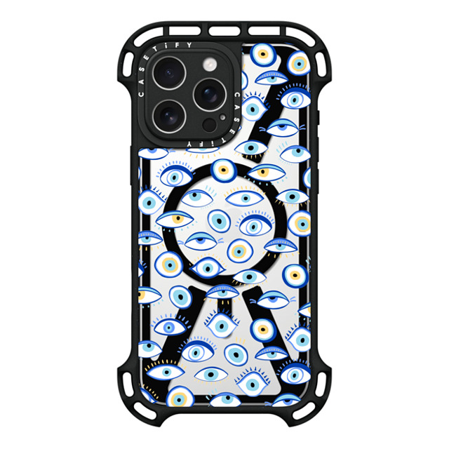 Marta Olga Klara x CASETiFY iPhone 16 Pro Max ケース ブラック ウルトラ バウンスケース MagSafe対応 blue all seeing eye summer holiday pattern on clear