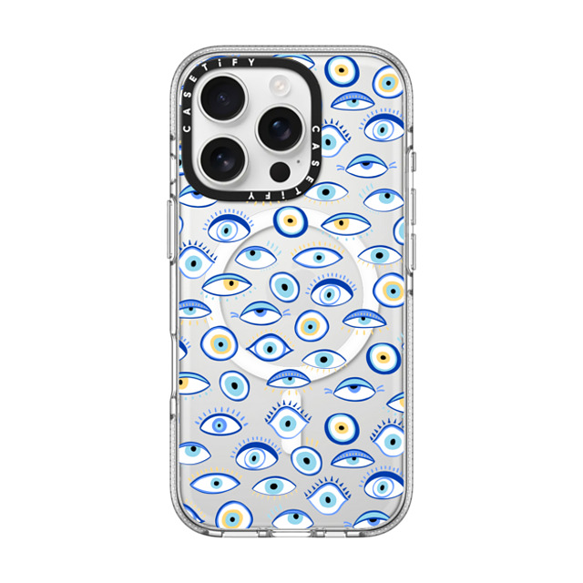 Marta Olga Klara x CASETiFY iPhone 16 Pro ケース クリア クリア ケース MagSafe対応 blue all seeing eye summer holiday pattern on clear