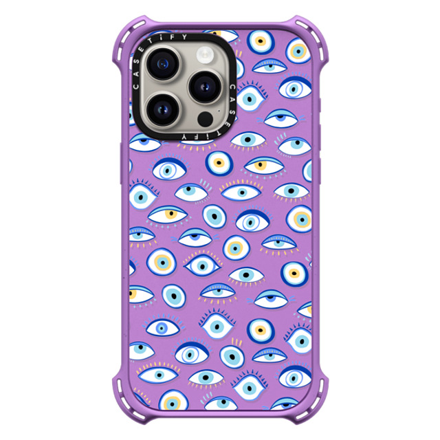 Marta Olga Klara x CASETiFY iPhone 15 Pro Max ケース Matte Purple バウンスケース blue all seeing eye summer holiday pattern on clear