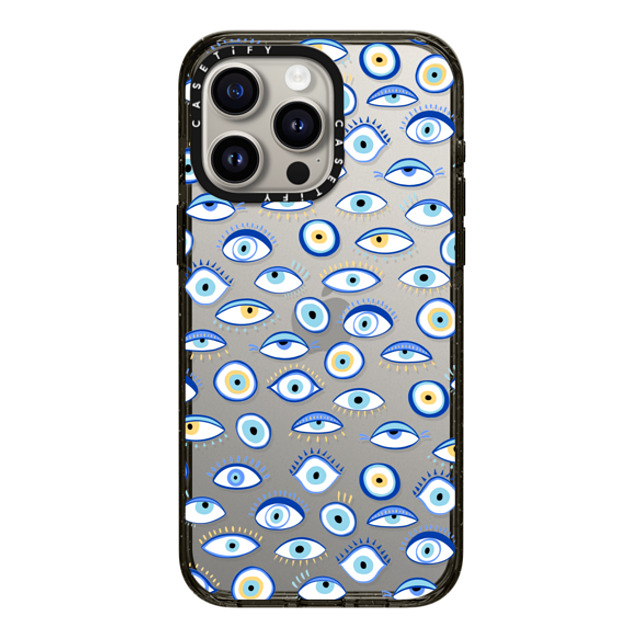 Marta Olga Klara x CASETiFY iPhone 15 Pro Max ケース ブラック インパクトケース blue all seeing eye summer holiday pattern on clear