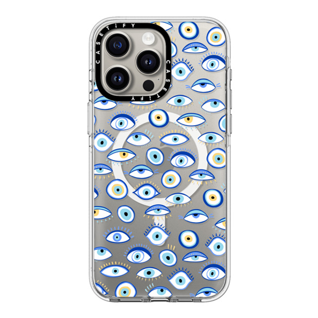 Marta Olga Klara x CASETiFY iPhone 15 Pro Max ケース クリア クリア ケース MagSafe対応 blue all seeing eye summer holiday pattern on clear