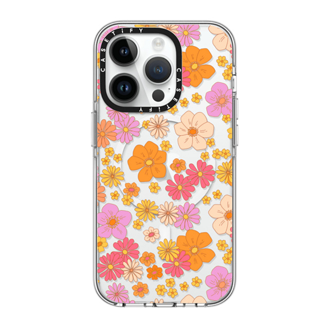 Marta Olga Klara x CASETiFY iPhone 14 Pro ケース クリア クリア ケース MagSafe対応 retro boho hippie flowers (60s / 70s floral pattern on clear background)