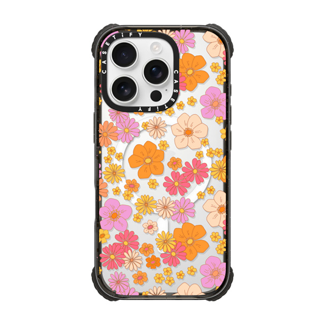 Marta Olga Klara x CASETiFY iPhone 16 Pro Case Black ウルトラ インパクトケース MagSafe 対応 retro boho hippie flowers (60s / 70s floral pattern on clear background) Marta Olga Klara x CASETiFY iPhone 16 Pro Case Black ウルトラ インパクトケース MagSafe 対応 retro boho hippie flowers (60s / 70s floral pattern on clear background)