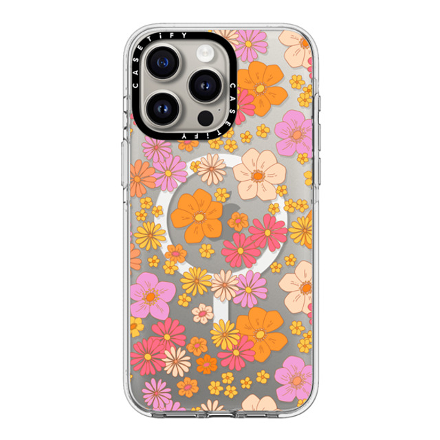 Marta Olga Klara x CASETiFY iPhone 15 Pro Max ケース クリア クリア ケース MagSafe対応 retro boho hippie flowers (60s / 70s floral pattern on clear background)