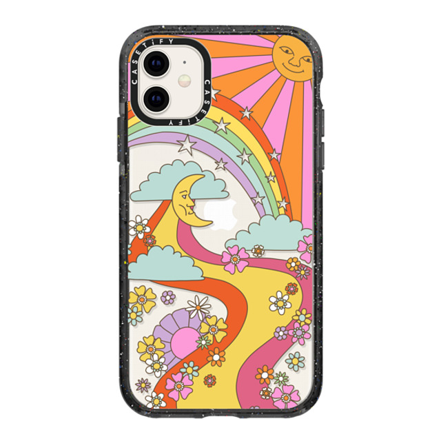 Marta Olga Klara x CASETiFY iPhone 11 ケース ブラック インパクトケース flower power retro hippie boho sixties pattern