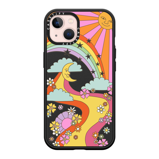 Marta Olga Klara x CASETiFY iPhone 13 ケース マットブラック インパクトケース MagSafe対応 flower power retro hippie boho sixties pattern