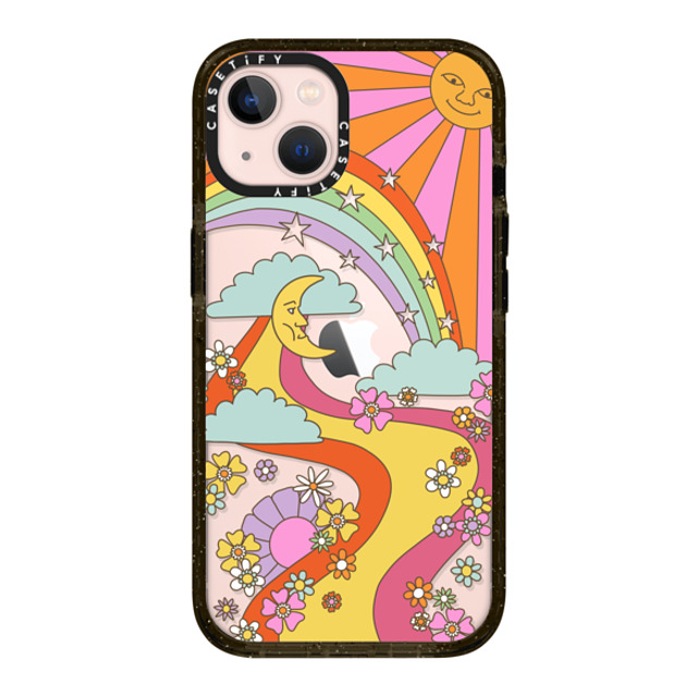 Marta Olga Klara x CASETiFY iPhone 13 ケース ブラック インパクトケース flower power retro hippie boho sixties pattern