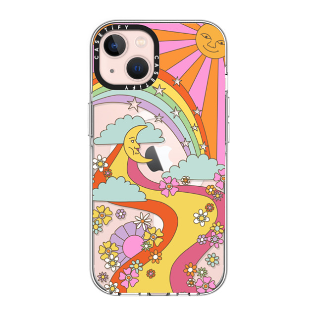 Marta Olga Klara x CASETiFY iPhone 13 ケース クリア クリア ケース MagSafe対応 flower power retro hippie boho sixties pattern