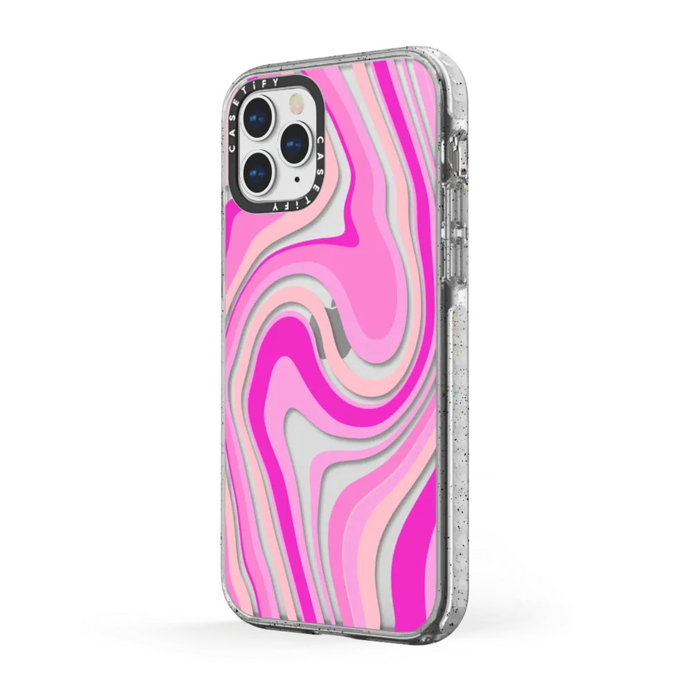 Impact iPhone 11 Pro Max Case - pink swirls transparent pattern