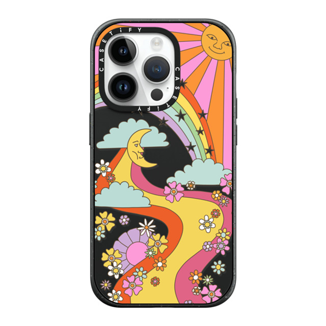 Marta Olga Klara x CASETiFY iPhone 14 Pro ケース マットブラック インパクトケース MagSafe対応 flower power retro hippie boho sixties pattern