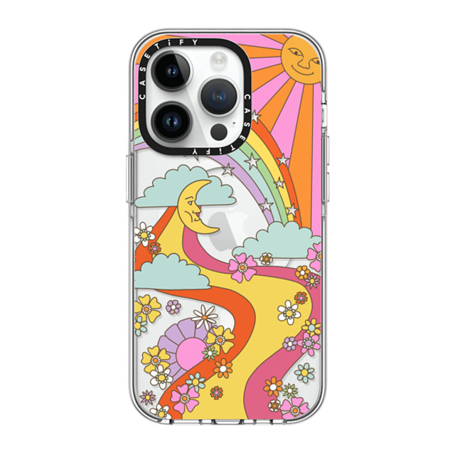 Marta Olga Klara x CASETiFY iPhone 14 Pro ケース クリア クリア ケース MagSafe対応 flower power retro hippie boho sixties pattern