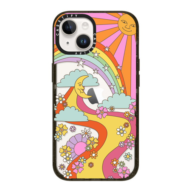 Marta Olga Klara x CASETiFY iPhone 14 ケース ブラック インパクトケース flower power retro hippie boho sixties pattern