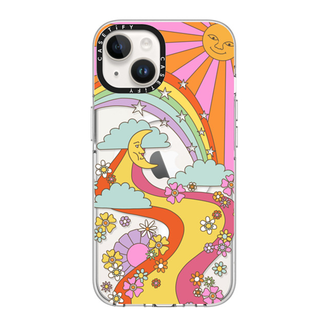 Marta Olga Klara x CASETiFY iPhone 14 ケース クリア クリア ケース MagSafe対応 flower power retro hippie boho sixties pattern