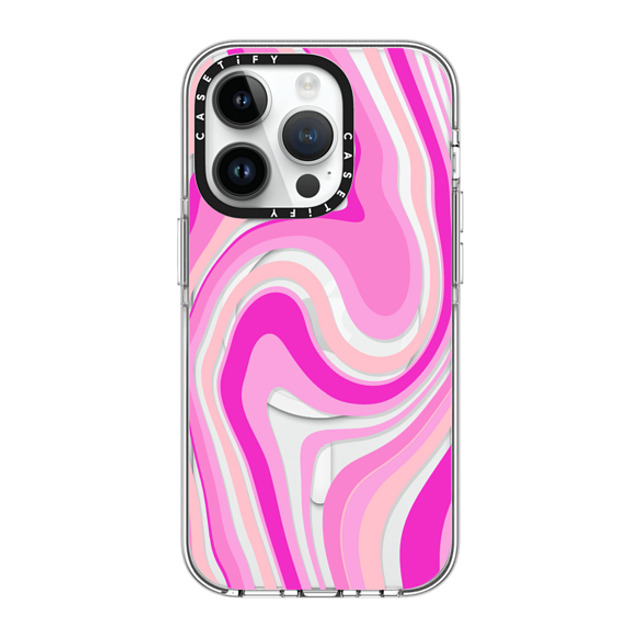 Marta Olga Klara x CASETiFY iPhone 14 Pro Case Clear Clear Case MagSafe Compatible pink swirls transparent pattern Marta Olga Klara x CASETiFY iPhone 14 Pro Case Clear Clear Case MagSafe Compatible pink swirls transparent pattern