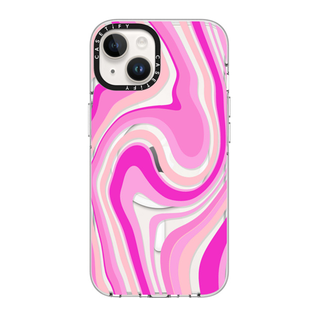 Marta Olga Klara x CASETiFY iPhone 14 ケース クリア クリア ケース MagSafe対応 pink swirls transparent pattern