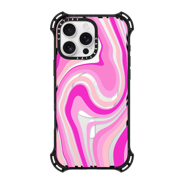 Marta Olga Klara x CASETiFY iPhone 16 Pro Max ケース ブラック バウンスケース pink swirls transparent pattern