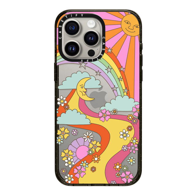 Marta Olga Klara x CASETiFY iPhone 15 Pro Max ケース ブラック インパクトケース flower power retro hippie boho sixties pattern