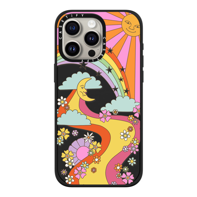 Marta Olga Klara x CASETiFY iPhone 15 Pro Max ケース マットブラック インパクトケース MagSafe対応 flower power retro hippie boho sixties pattern