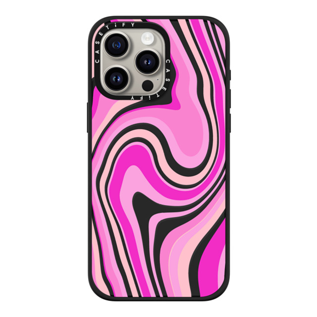 Marta Olga Klara x CASETiFY iPhone 15 Pro Max ケース マットブラック インパクトケース MagSafe対応 pink swirls transparent pattern